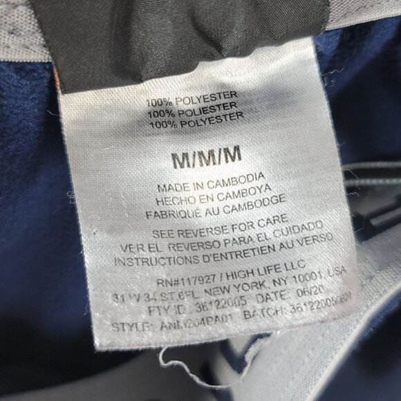 AND1 Mens Track Pants Blue Medium Cinch Fleece Pull On Drawstring Zip Pocket - Picture 10 of 11